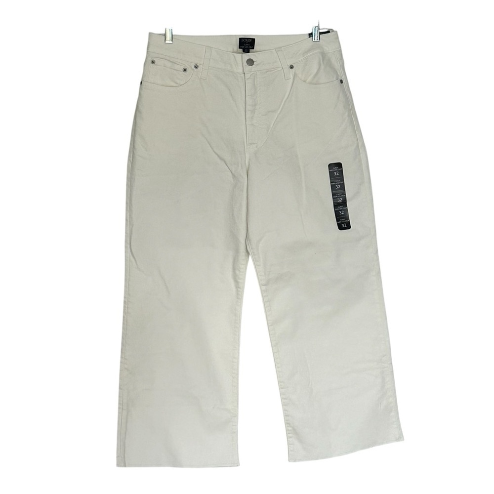 NEW‎ J. CREW Curvy wide-leg cropped jean in all-day stretch in White Size 32 - Picture 4 of 8